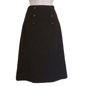 Banana Republic 2 Black Wool Pencil Skirt Double‎ Breasted Academia Twee Retro